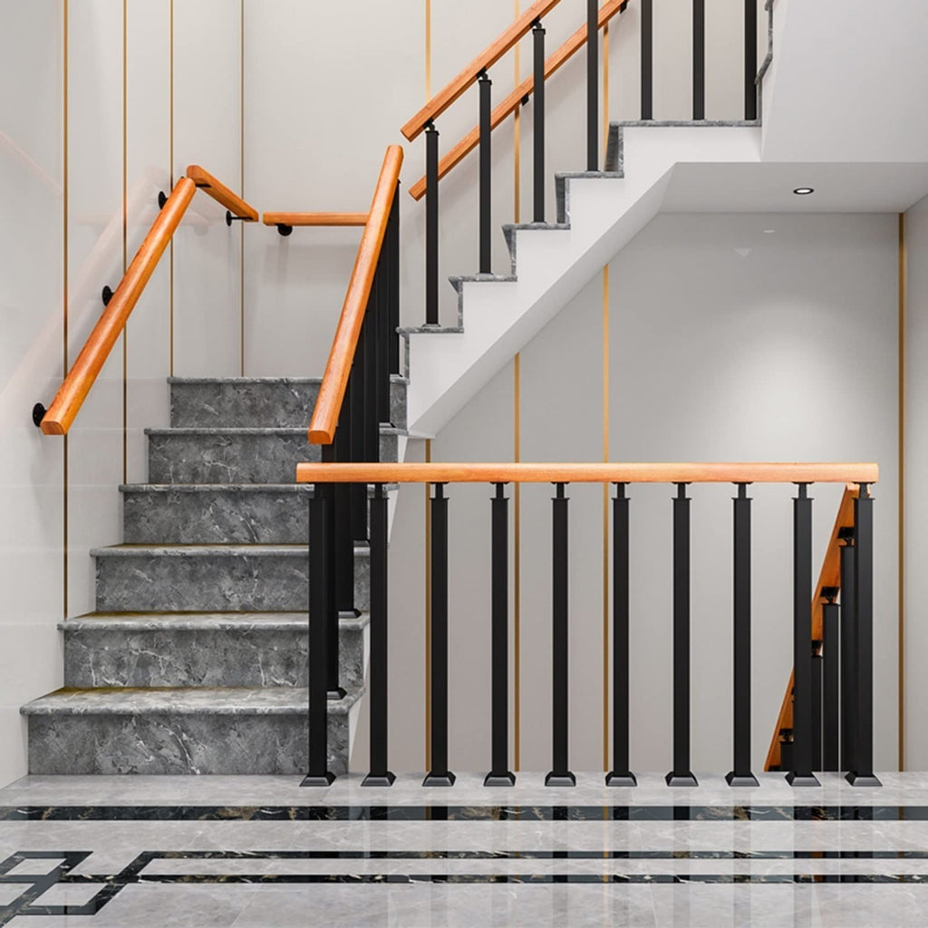2 4 6 8 10 Pc Black Metal Baluster Posts, 28 36 44 50 58 Inch Tall Staircase Railing System Column for Interior