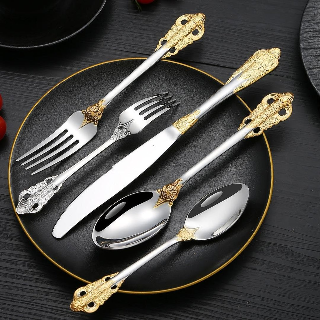 20-Piece Flatware Set for 4, Gold & Silver, 18/10 Stainless Steel