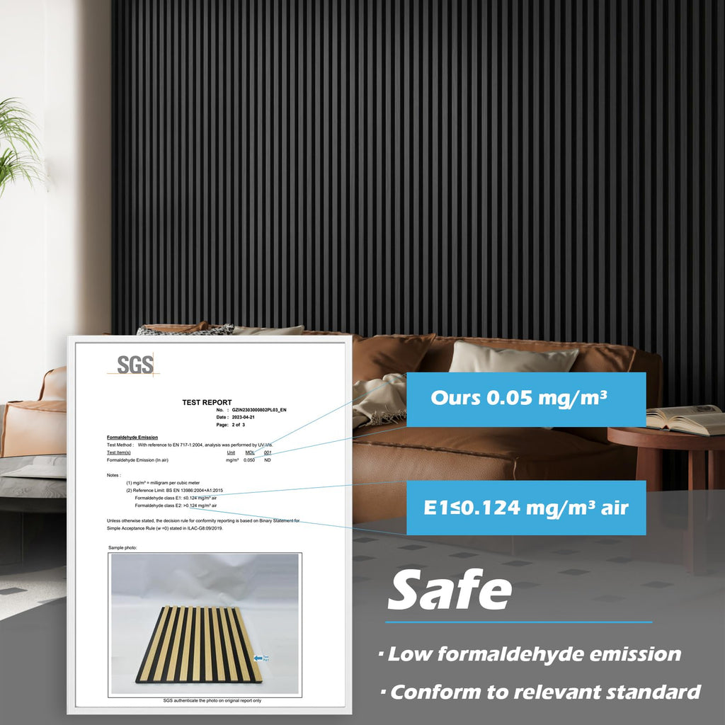 3D Fluted Soundproof Wood Textured Slat Wall Panel, 4-Pack, Blackwood