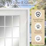 36" x 80" Fiberglass Entry Door with 9-Lite Low-E Glass - White, Right Hand Inswing, 4-9/16" Vinyl Frame, Primed White
