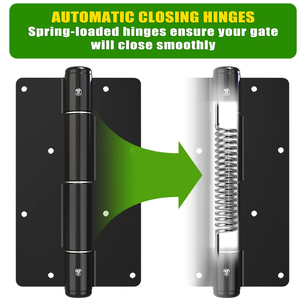 5-3/4" Self-Closing Gate Hinges Heavy Duty Black E-Coated, 2 Pack