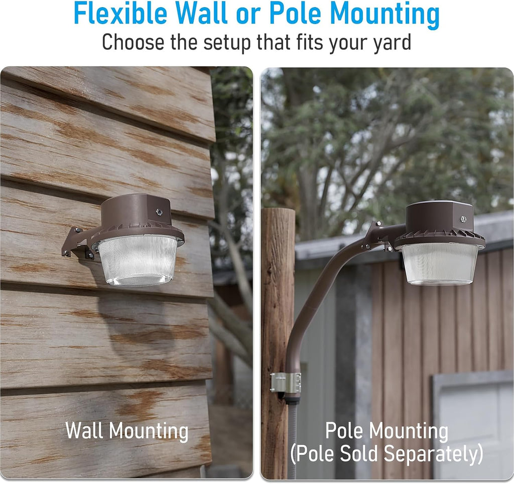 LED Barn Light Dusk to Dawn Area Lights Aluminum 5000K Bronze | Outdoor Security Flood Lighting with Photocell, ETL &
