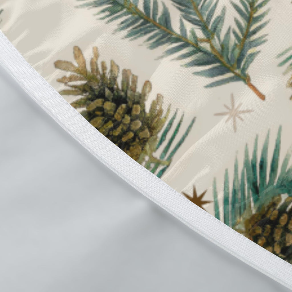 Christmas Round Fitted Tablecloth Best for 44"-48" Xmas Holly Pinecone Table Cloth Elastic Edge Waterproof Stain