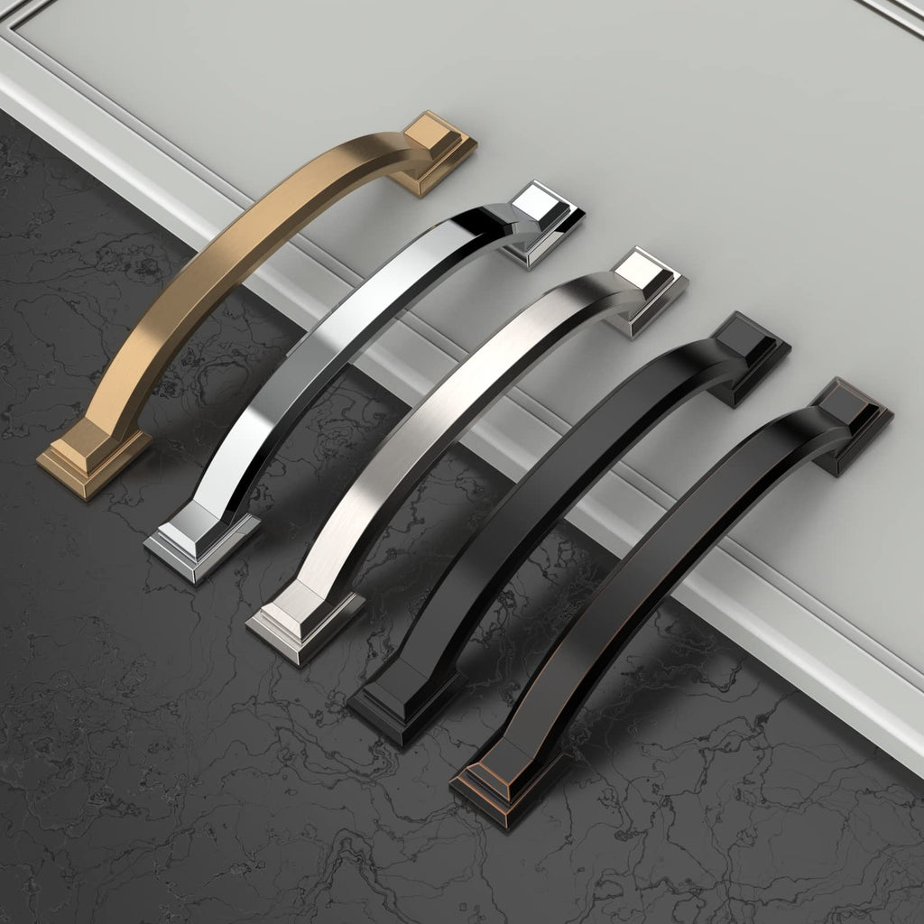10 Pack 4 Inch(102mm) Champagne Bronze Kitchen Cabinet Handles, Brushed Brass Cabinet Pulls Gold Kitchen Cabinet