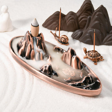 Incense Burner - Incense Waterfall Fountain Backflow Incense Holder with Sticks Holder & Cones, Tweezers, Box