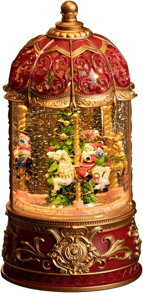 Carousel Christmas Snow Globes Santa Claus, Rotating Shatterproof Music Box