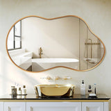 Irregular Wall Mirror - Wall Mirrors Decorative 20"x36" Gold Asymmetrical Mirror Tempered Glass Aviation Aluminum