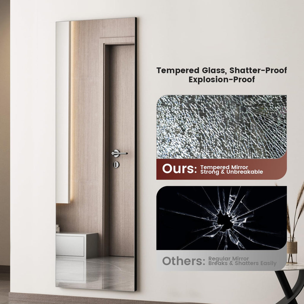 65"x24" Frameless Full Length Mirror with Stand