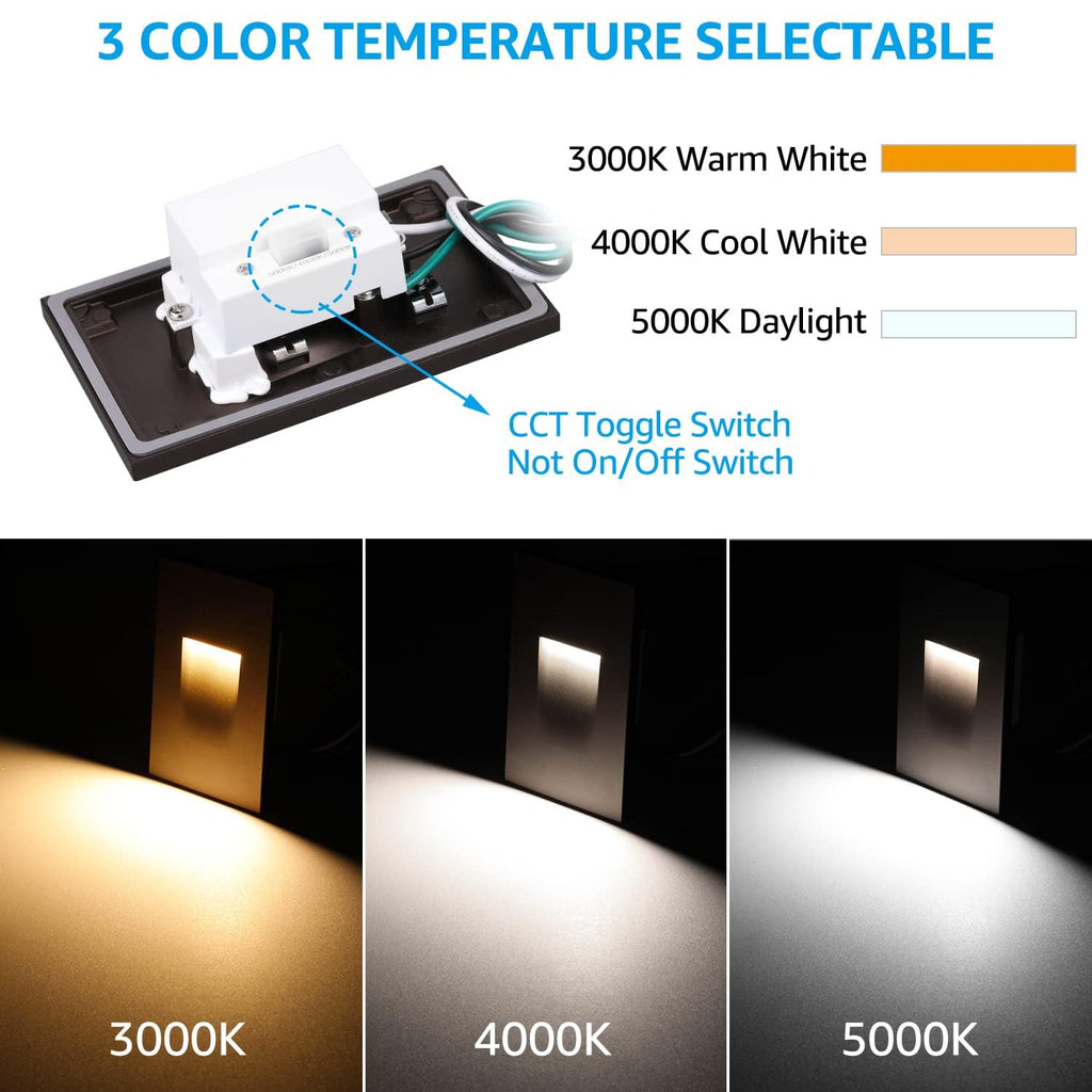 3CCT 120V LED Step Lights, Vertical, Oil Rubbed Bronze
