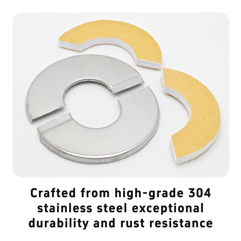 5Pairs 304 Stainless Steel Wall Split Flange Round Escutcheon Plate Cover Rustproof Chrome Finish, Universal Various