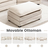 Oversized Modular Sectional Sofa with Movable Ottoman, 112 Inch 4 Seat Modern Corduroy Sofa Set