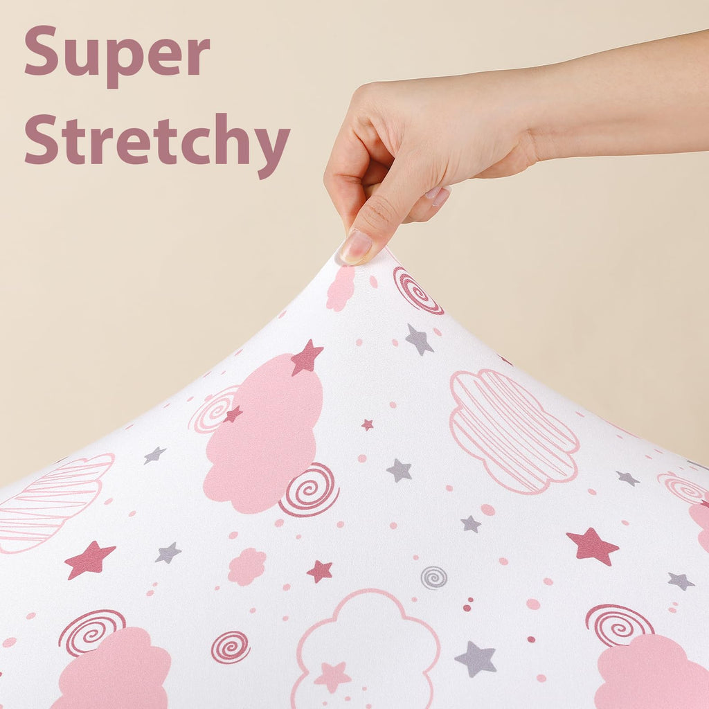 Pack and Play Sheets Fitted, Mini Crib Sheets Girl 38" x 26" 3-Pack