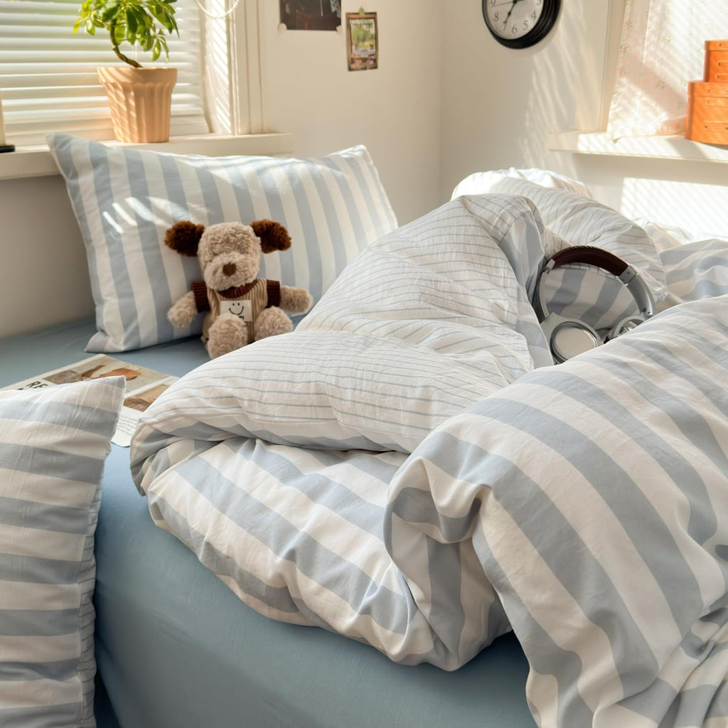Striped Duvet Cover Set Blue White Striped Bedding Set