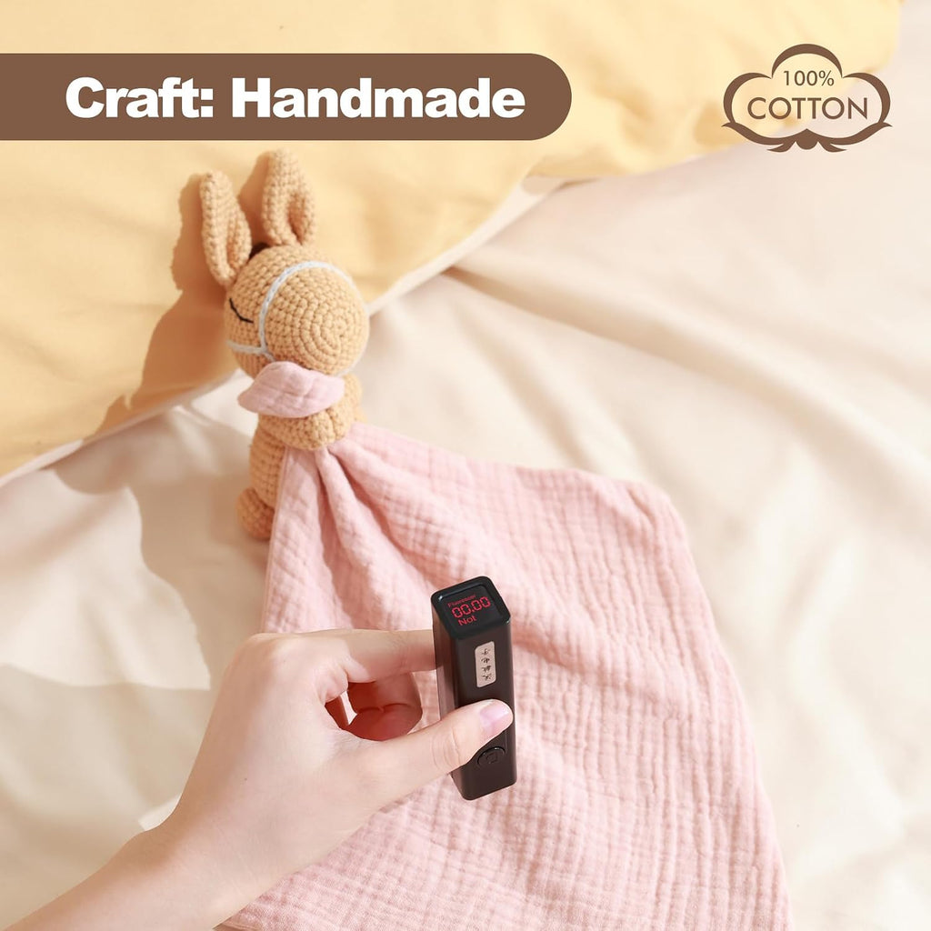 Hand-Knit Crochet Animal Security Blanket | Organic Cotton Baby Security Blanket Horse & Comforter Lovey | Soft
