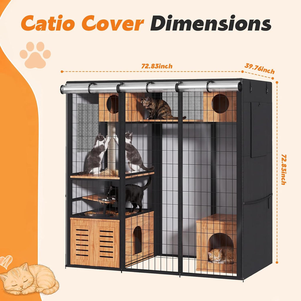 Outdoor Cat House Cover 73" L x 40" W x 73 H for Large Cat Enclosure