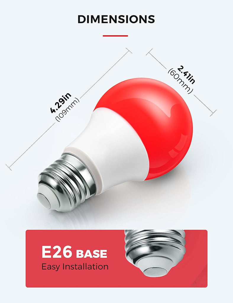 Red Light Bulbs Outdoor, Dusk to Dawn Sensor A19 Porch Lights