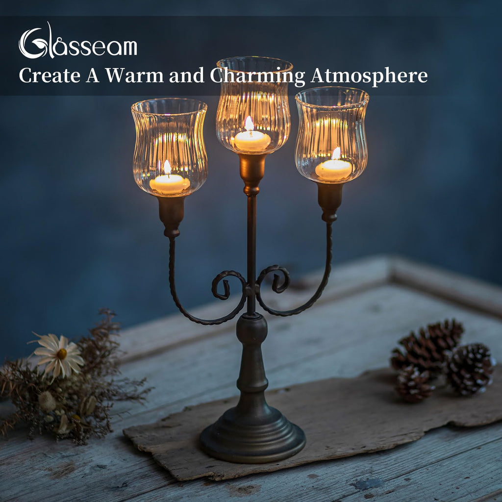 Glass Votive Cups with Peg: 5 Pcs Ribbed Cup for Candlestick Decor