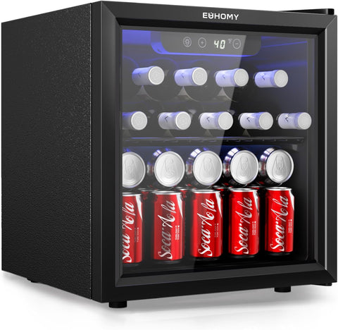 48 Can Beverage Refrigerator cooler-Mini Fridge Glass Door for Beer Drinks Wines