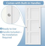 Paintable Sliding Closet Doors, 96" x 80" Bypass Slidng Door Panels with Hardware Kit, 3-Lite Froste