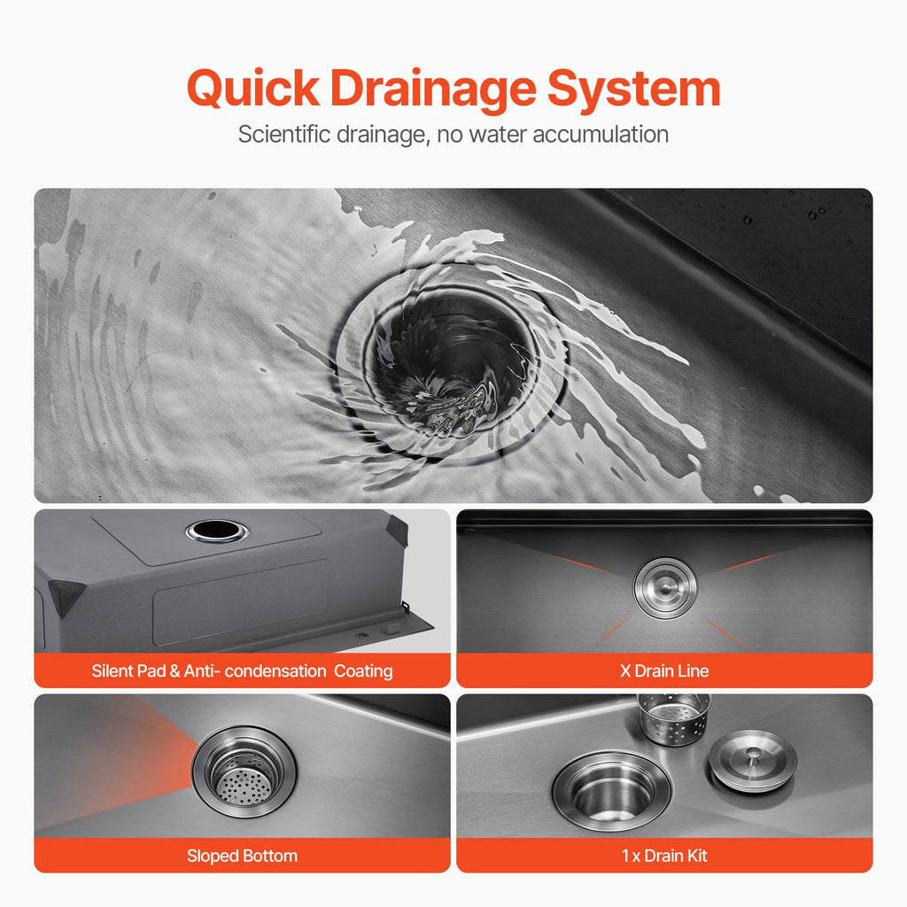 33 inches Kitchen Sink Workstation, Ledge and Multiple Accessories