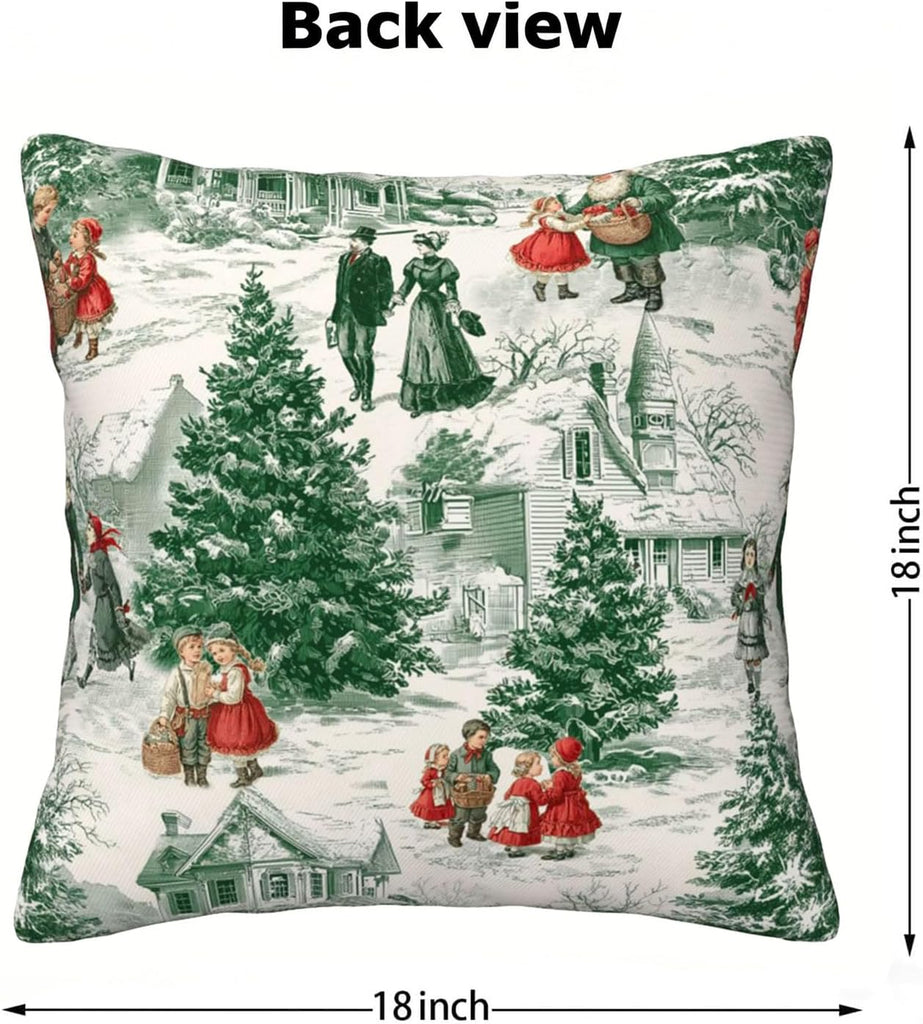 Christmas Throw Pillow Covers 18x18 Inch Pillowcases Outdoor Home Decor for Couch Bed Sofa Living Room - Set of 4