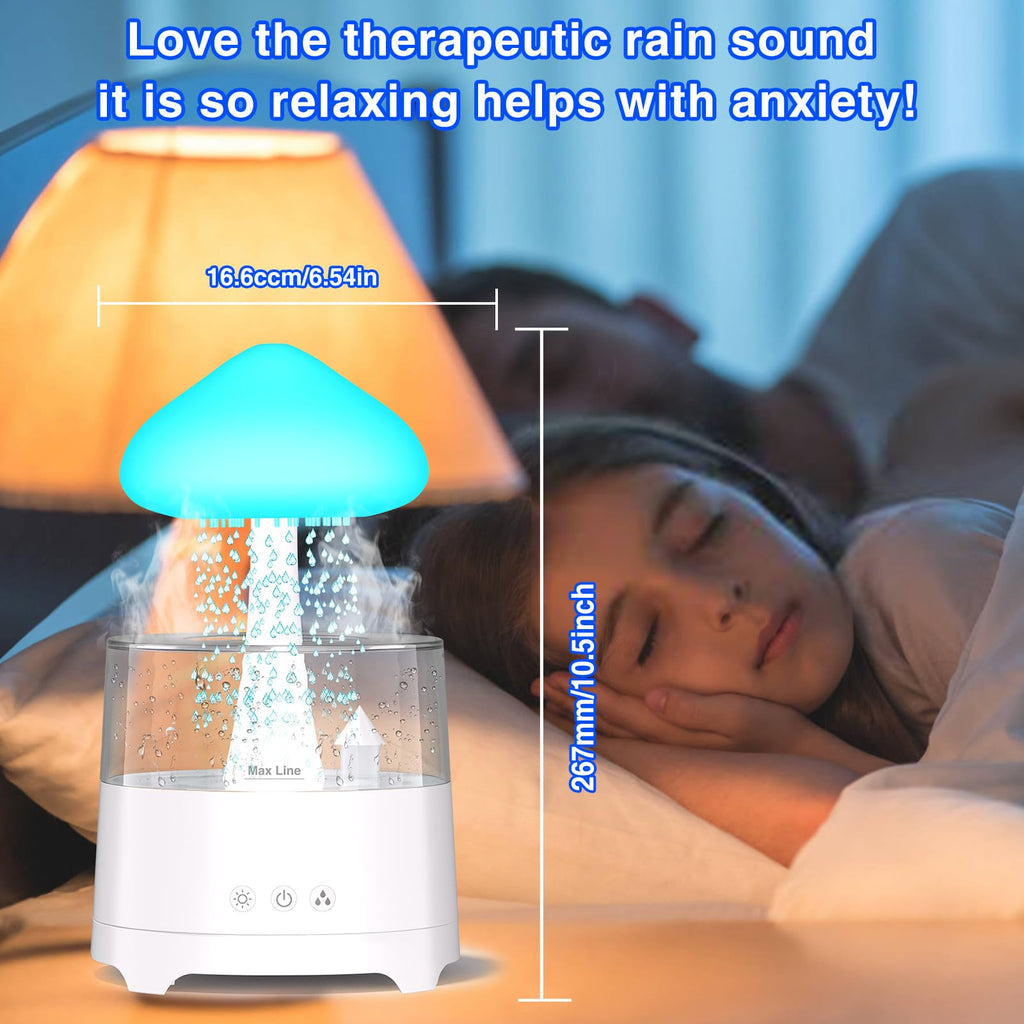 Rain Diffuser Cloud Humidifier Diffuser Water Drip Waterfall Lamp Mushroom Humidifier (Size: 6.54''x10.5'')