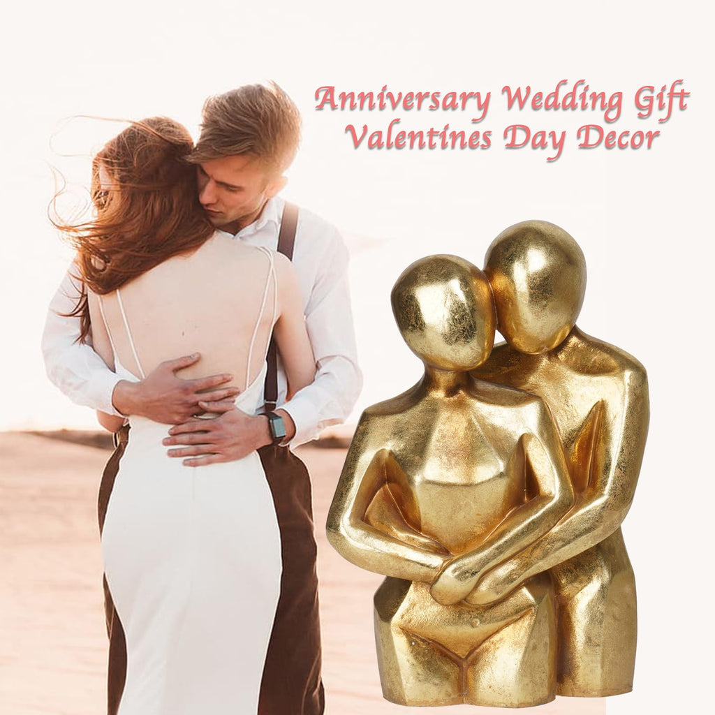 Hugging Couple Sculptures Gold Home Décor
