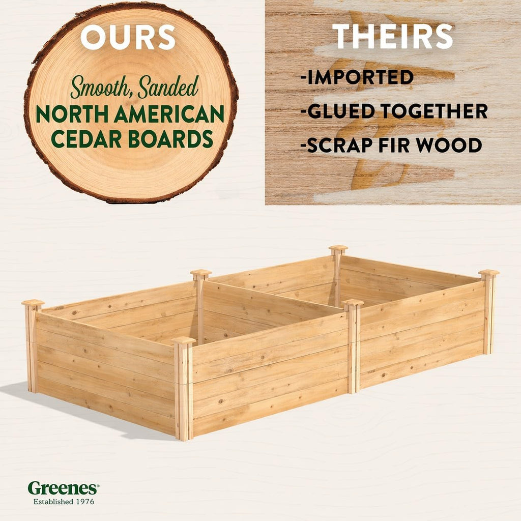 Premium Cedar Raised Garden Bed, 4' x 8' x 17.5" (3/4" Thick) - Made in USA with North American Cedar