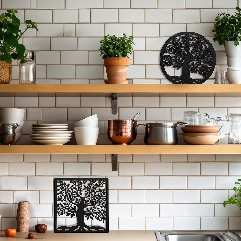 Cast Iron Trivet for Hot Dishes Metal Tree Trivet Set - Set of 2