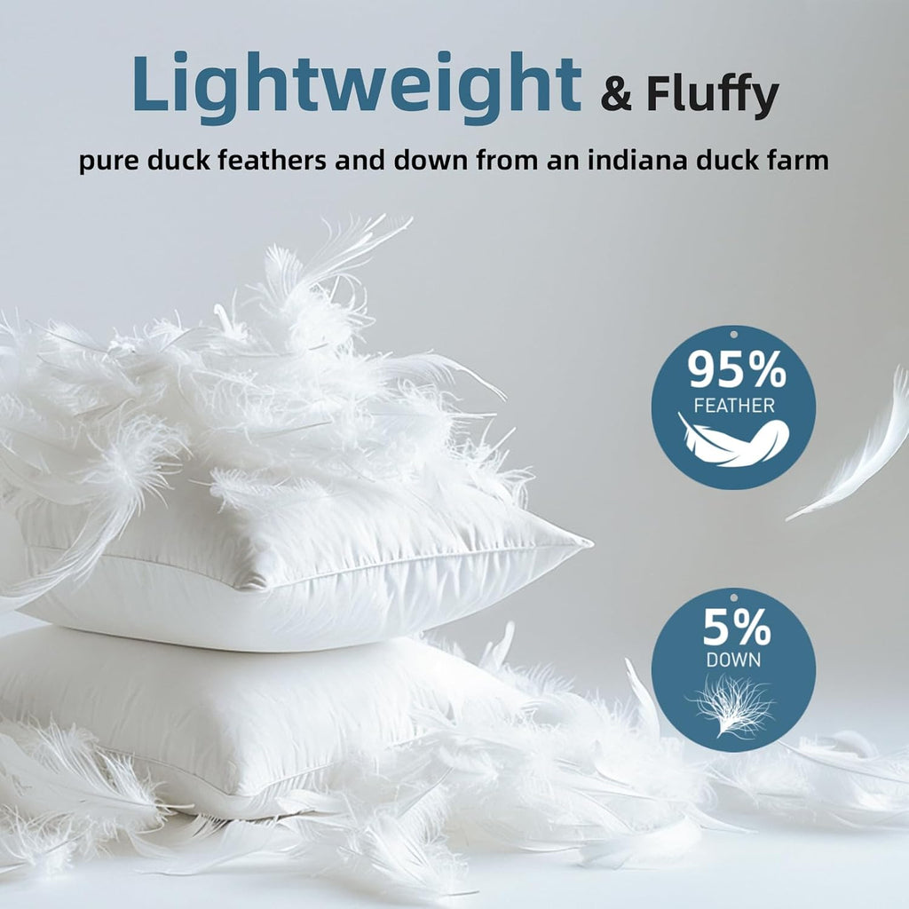 Down Feather Throw Pillow Inserts 14x22 Firm Large Lumbar Pillows for Bed Decorative Couch Soft Pillows - Set of 2