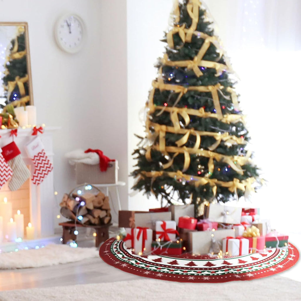 Christmas Tree Skirt 48 Inch Red Traditional Christmas Tree Decorations