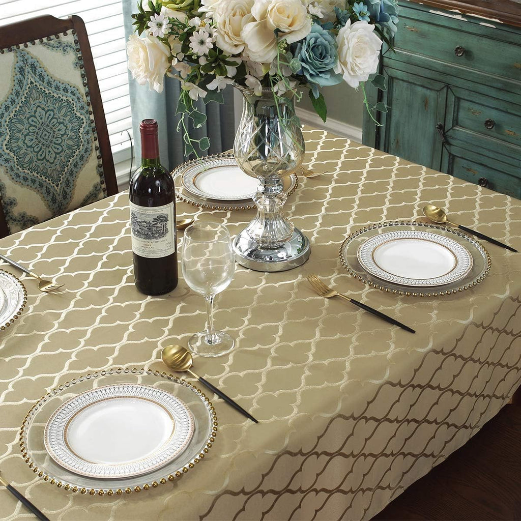 Jacquard Tablecloth Rectangle 52" x 70", Polyester, Gold