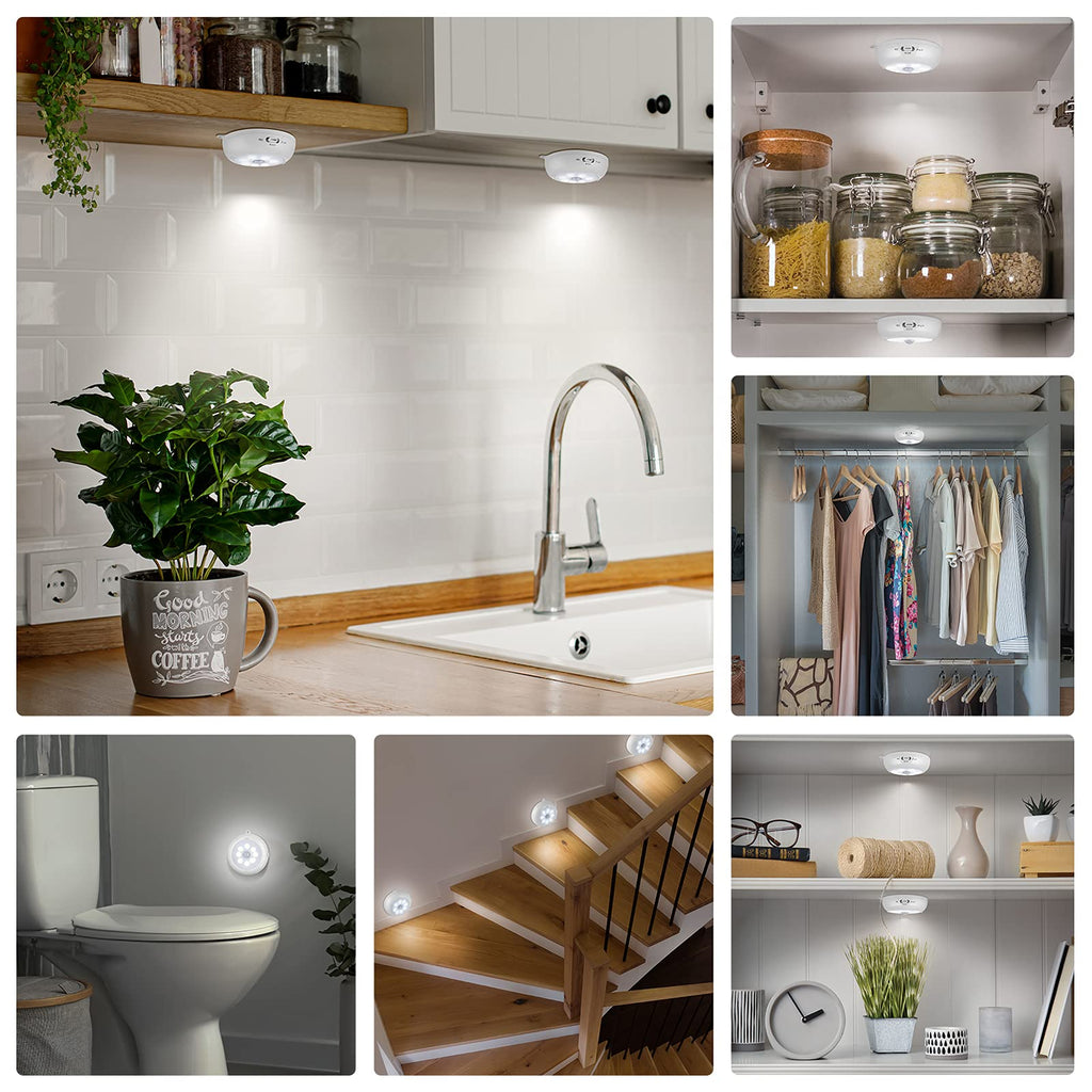 Motion Sensor Light Indoor, LED Night Light Closet Lights, Under Cabinet Battery Powered Ceiling Lights, AA Battery