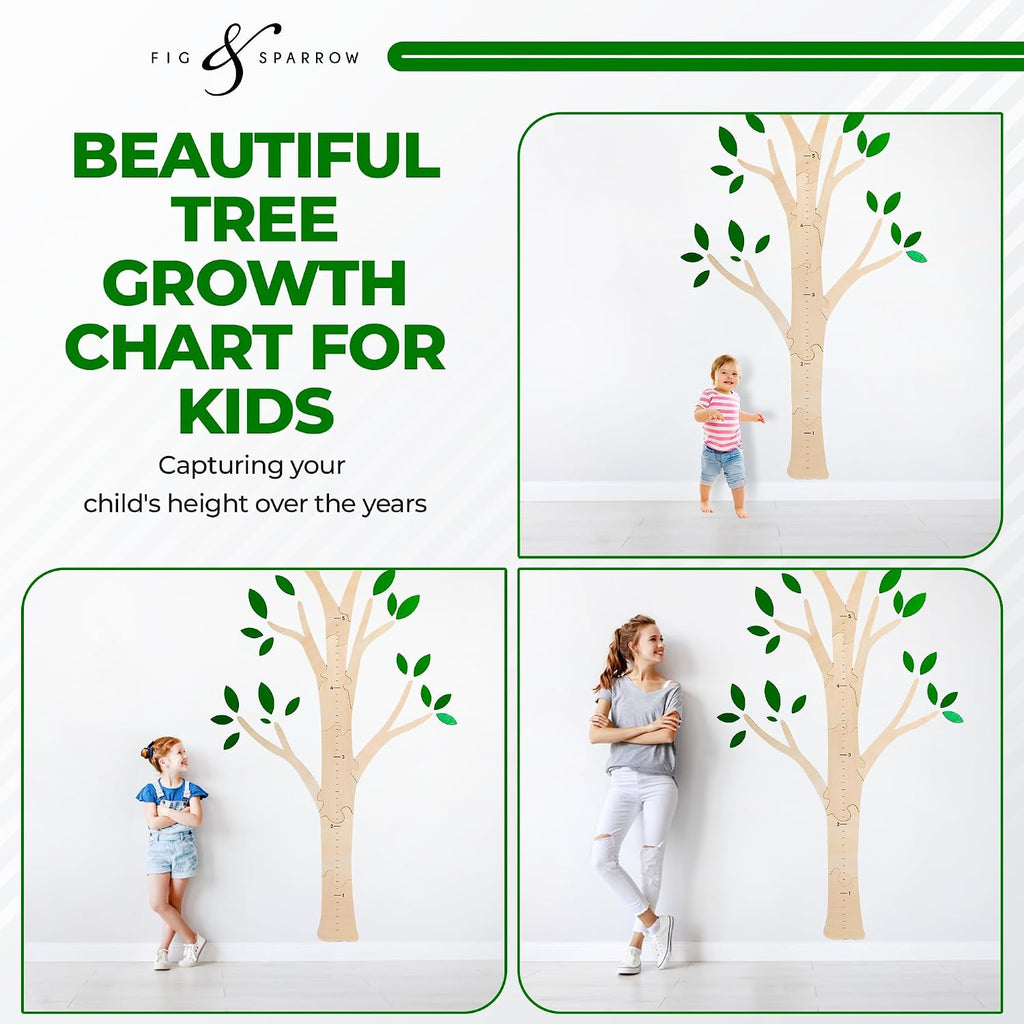 Wooden Growth Chart for Wall - Tree Height Chart for Kids, Wooden Growth Ruler, Nursery Growth Chart, Toddler Room