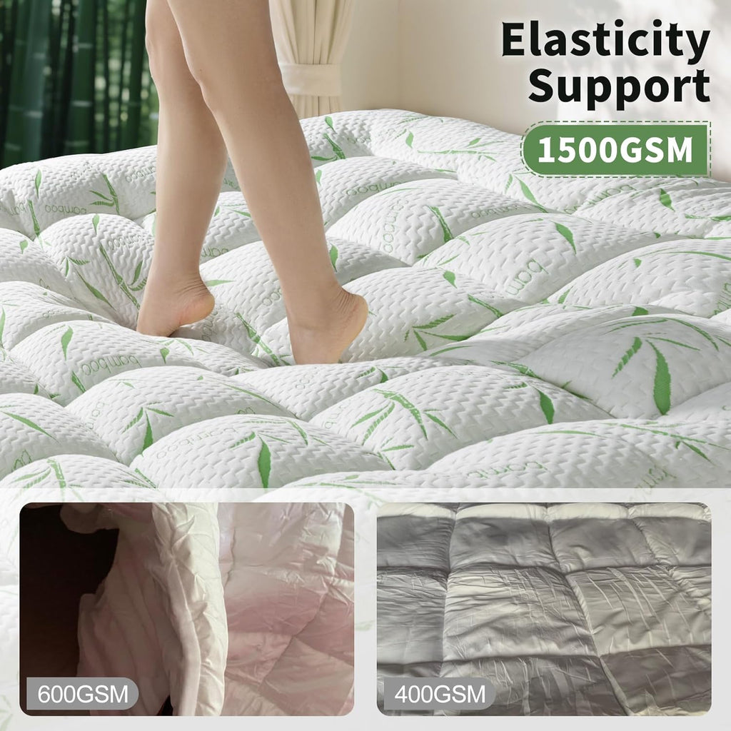 3 Inch Mattress Topper Full - Breathable Bambu Viscose Air Layer (54"x75") | Cool Natural bambu fiber fabric,silky