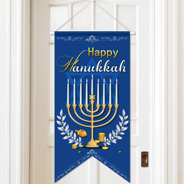 Happy Hanukkah Banner Door Sign Flag Jewish Holiday Decor