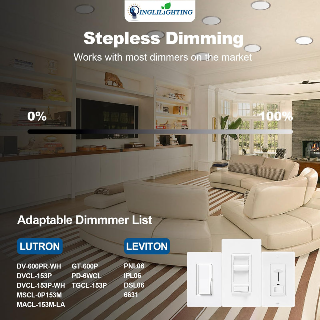 LED Recessed Ceiling Lights: 12 Pack 3 Inch 5CCT Ultra-Thin Lighting with Junction Box - 600LM Brightness 6W Eqv 50W