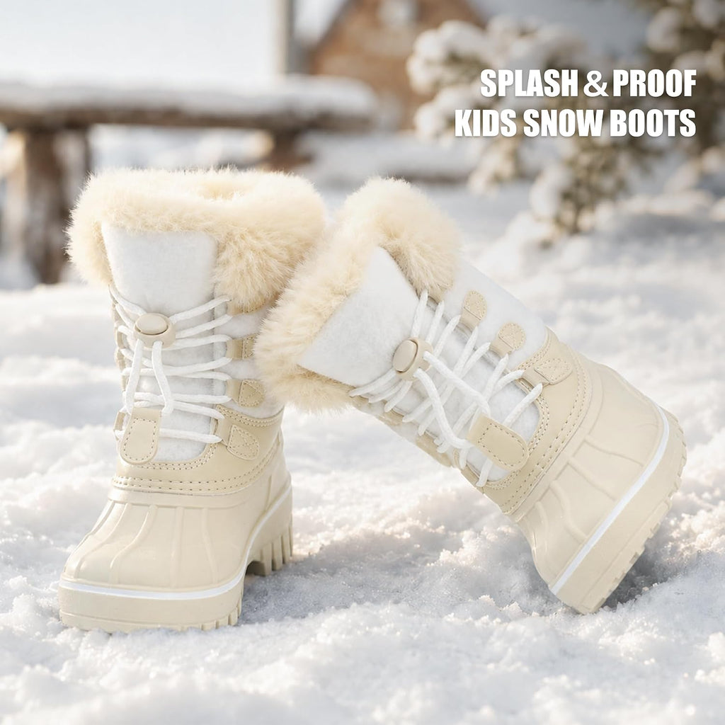 Girls Boys Winter Snow Boots with Faux Fur Lining