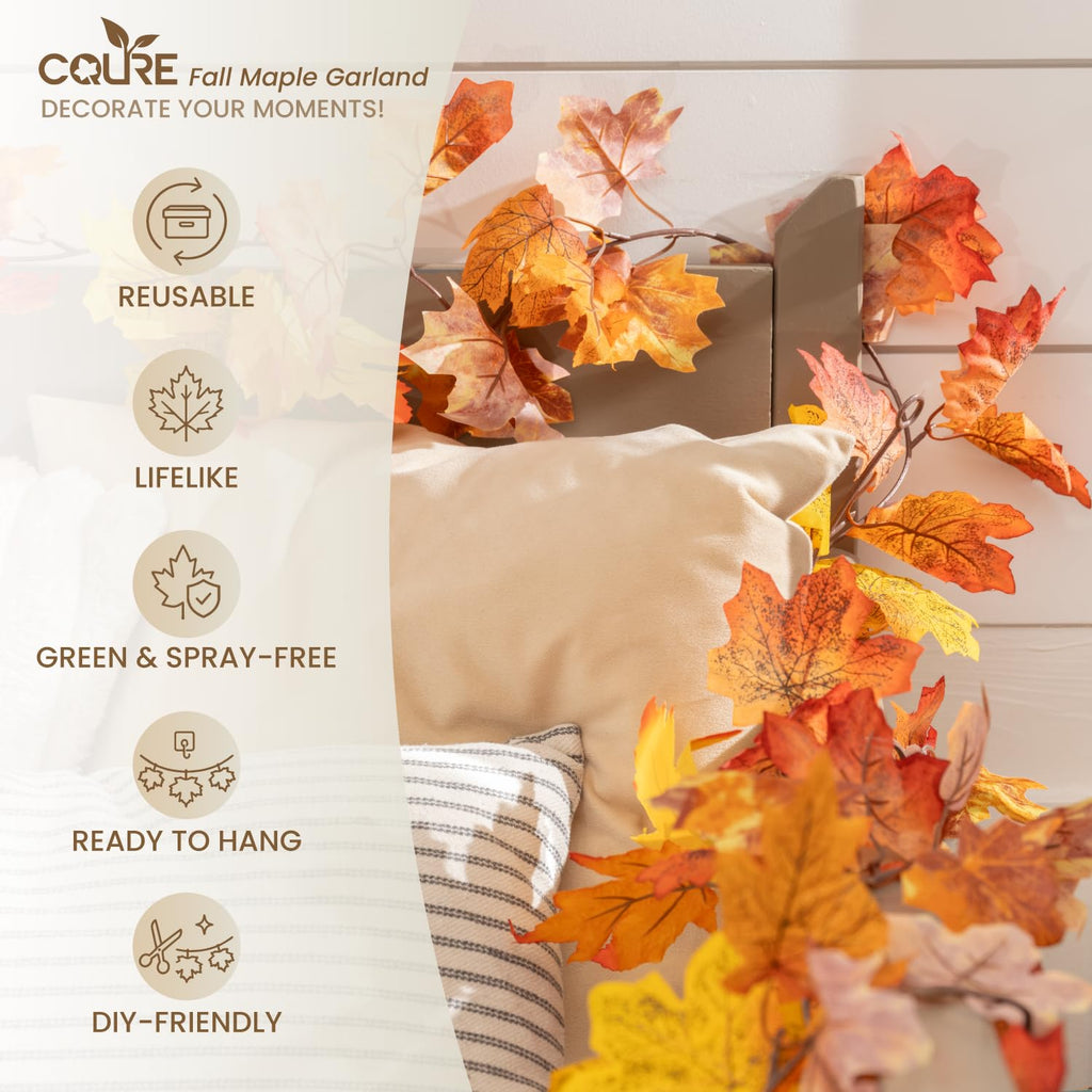 6 Pack Fall Leaf Garland, Total 35Ft Artificial Maple Leaf Autumn Garland Fall Leaves Hanging Vines Fall Maple Leaves
