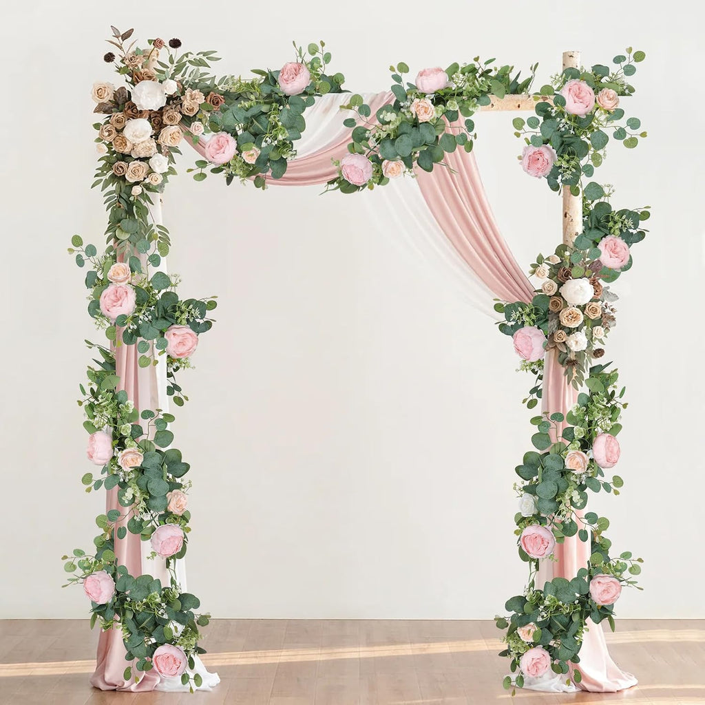 Artificial Eucalyptus Flower Garlands, Light Pink - Set of 4