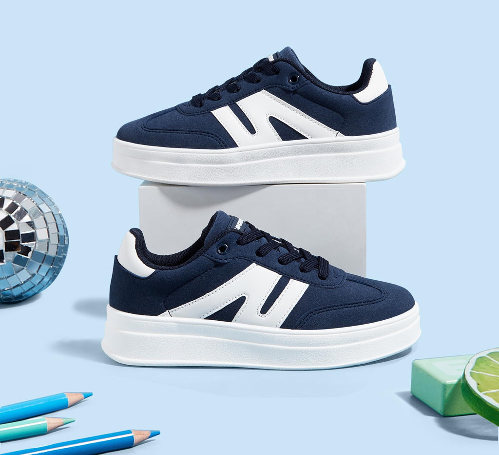 Boys Girls Platform Sneakers, Navy, 3