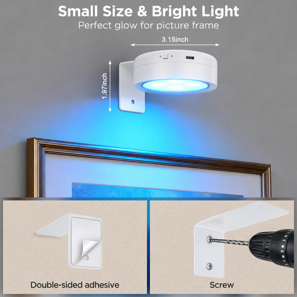Picture Lights for Wall, Rechargeable Wireless Poster Lights, White