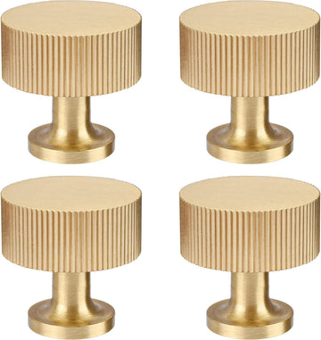 4pcs Solid Brass Cabinet Knobs Pulls Cabinet Drawer Dresser Gold Knobs Modern Handles(1"x1"/25mmx25mm),Brushed Brass