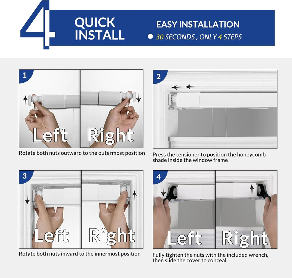 Top Down Bottom Up Cordless Cellular Shades No Tools No Drill Honeycomb Blinds for Windows Shades for Indoor Windows