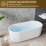 59 Inch Acrylic Freestanding Bathtub, Deep Soaking Tub with Non-Slip Base, cUPC Certified Free Standing Tub, Chrome