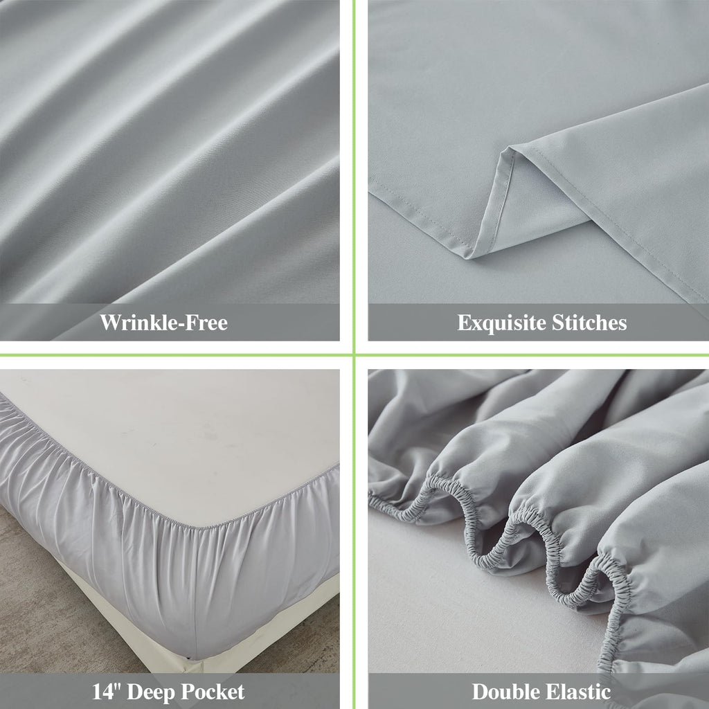 Queen Sheets Set 6 Piece, Hotel Luxury Super Soft 1800 Series Microfiber Queen Bed Sheets Set-Wrinkle Free &