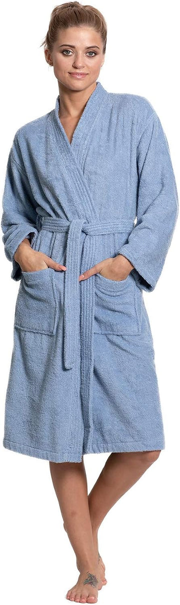 Soft & Absorbent Towel Robe, 100% Cotton Turkish Terry Cloth Kimono Bathrobes for Women