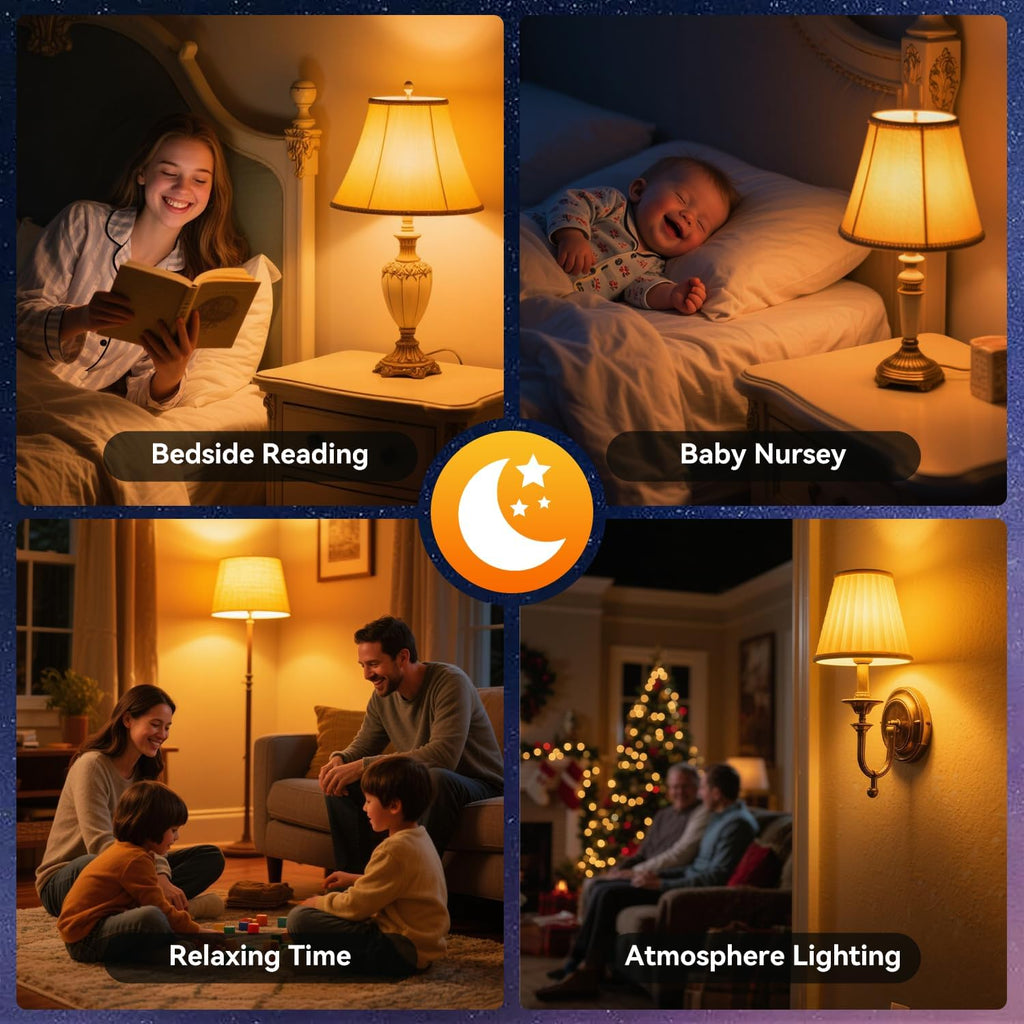 Amber Sleep Light Bulbs 1800K, 9W 60 Watt Equivalent, 99.96% Blue Blocking Soft Warm Light Bulbs A19, Amber Night