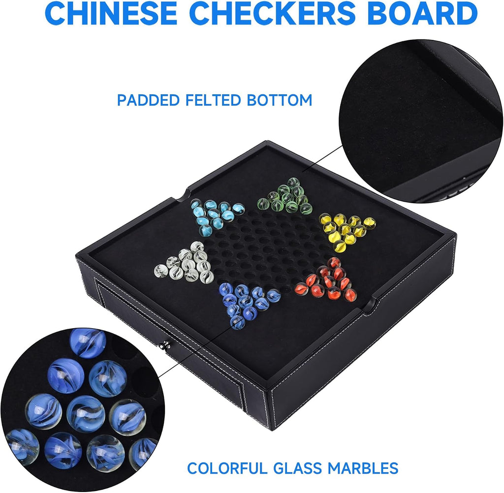 GSE 12.5" 5-in-1 Chess Checkers Backgammon Poker Dice Chinese Checkers Game - Set of 32