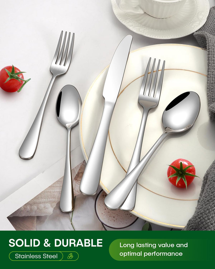 60 Piece Silverware Set, Stainless Steel Flatware Set for 12 Food Grade Novelty Flatware Cutlery Utensil Set Include